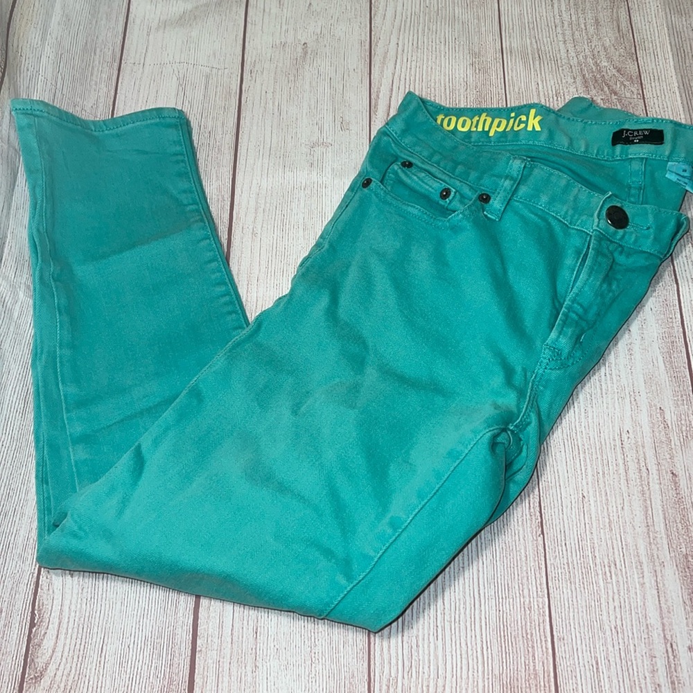 J Crew toothpick stretch turquoise jeans size 28